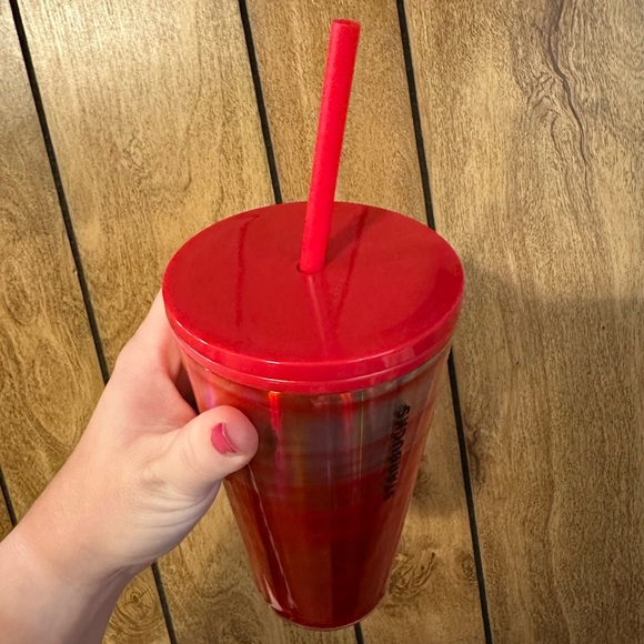 Red Candy Cane Wave Holiday Starbucks Cold Tumbler 2021 - Picture 2 of 3